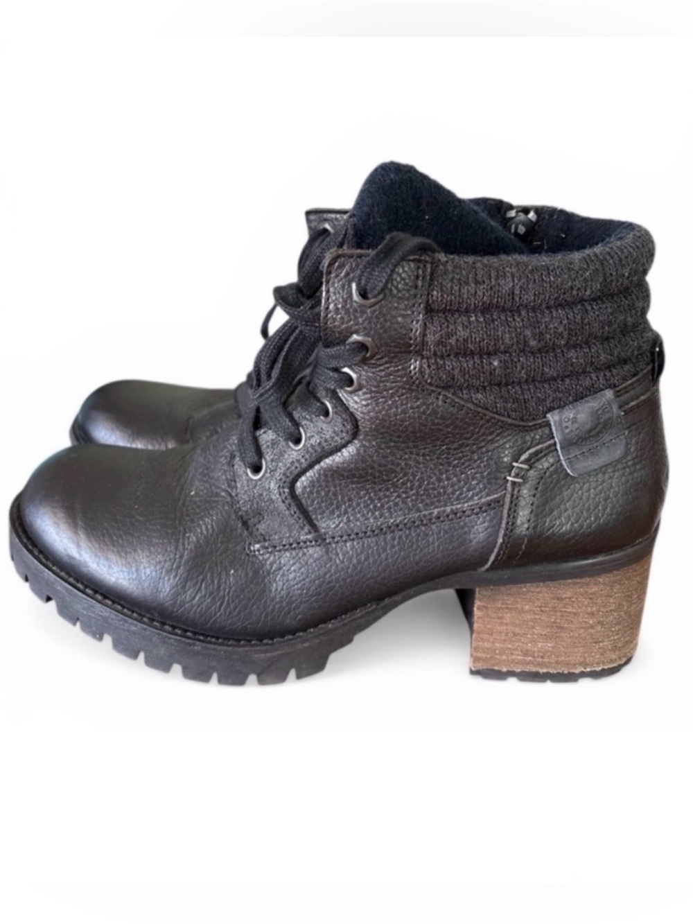 Bullboxer Cassie  Lace-up Leather Ankle Boots with Chunky Heel Lug Sole
